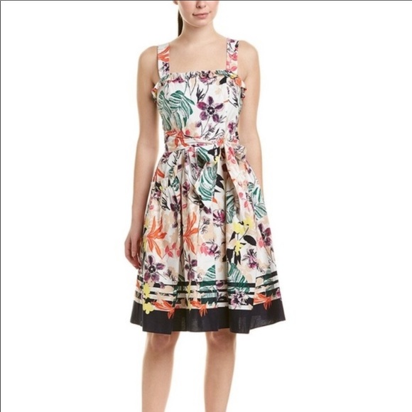 Dresses & Skirts - Vince Camuto Floral Tie Waist Fit & Flare